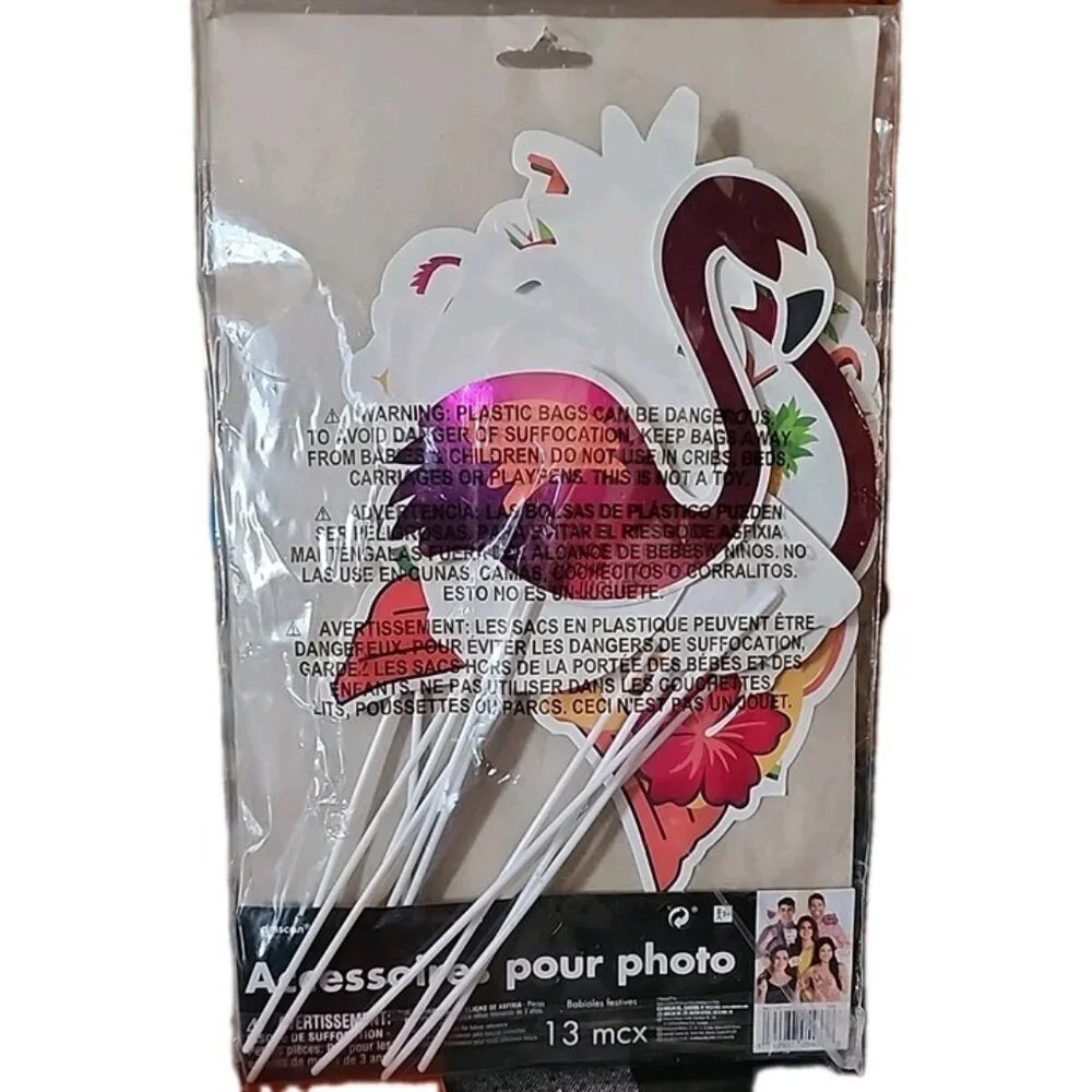 Tropical Photo Booth Props Set - 13 Pieces Luau Party Decorations Summer Spring